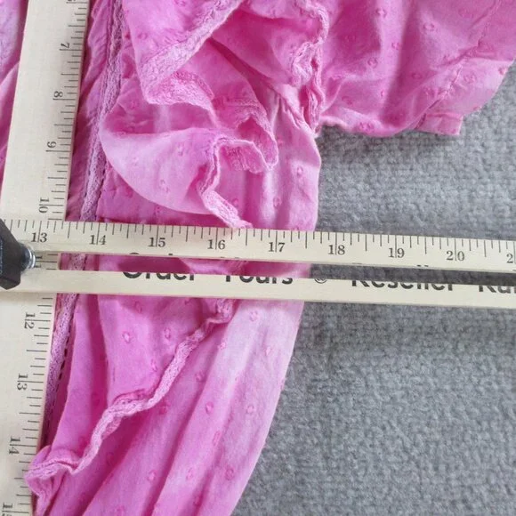 EUC LoveShackFancy Mini Dress Womens Medium Bordeaux Pink Hand Dye - Picture 8 of 11